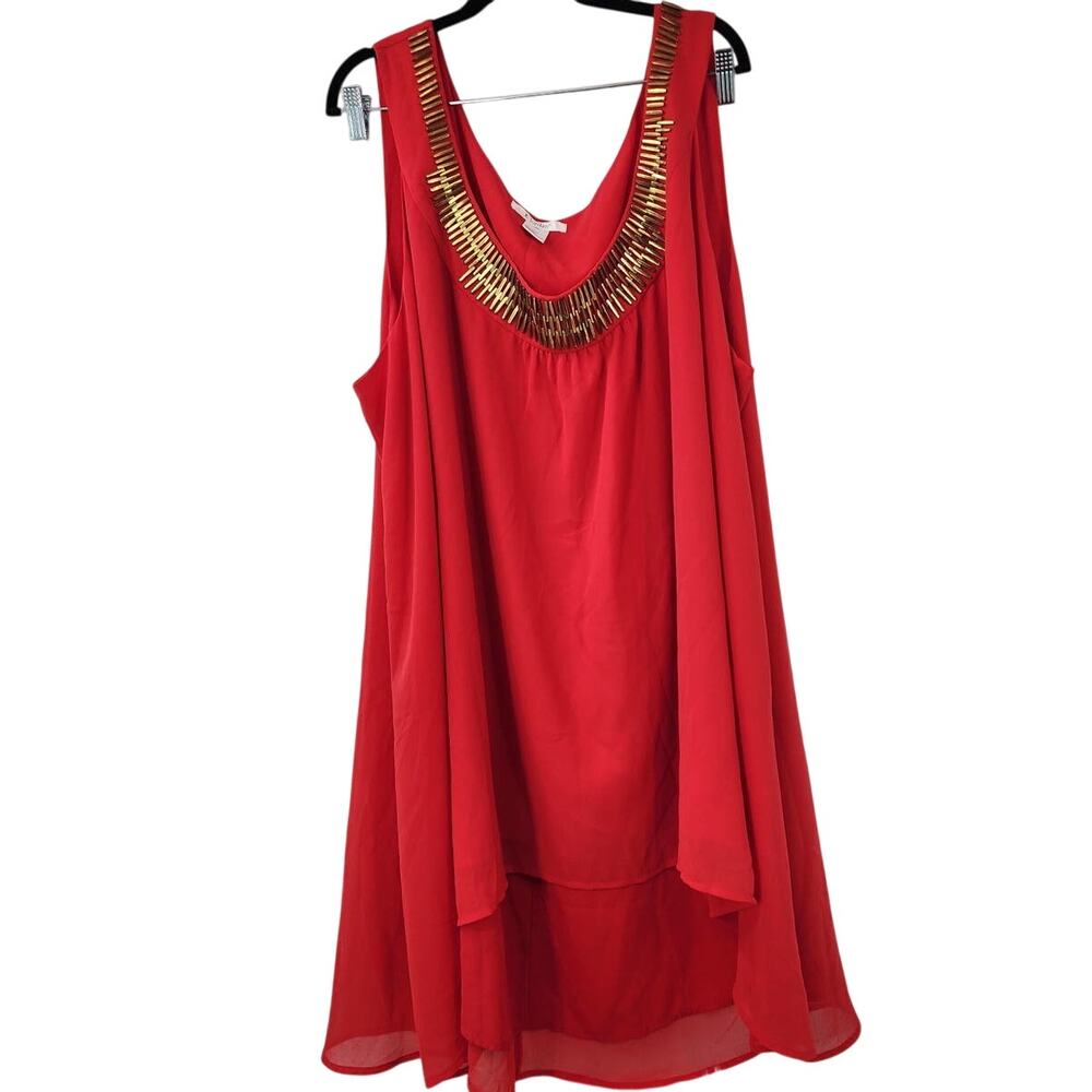 K JORDAN Beaded Neck Sleeveless Blouse Womens Plus Size 5x Flowy